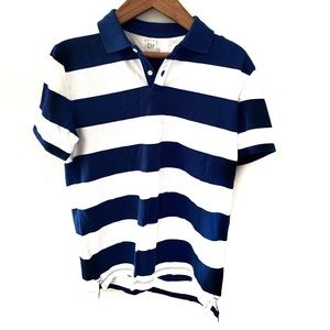 GAP Polo Shirt Nautical Blue/White Stripes Men Size Medium
